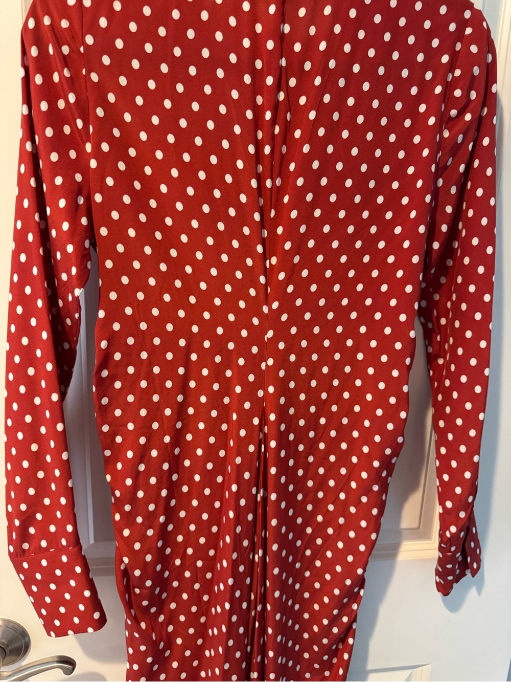Veronica Beard Lex Polka Dot Midi Wrap Dress in Rust Red | Size 2 - Picture 8 of 9